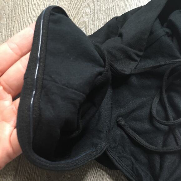 NWT Oh Polly Hope Modal Square Neck Long Sleeve Mini Dress Open Back Black L - Picture 6 of 11